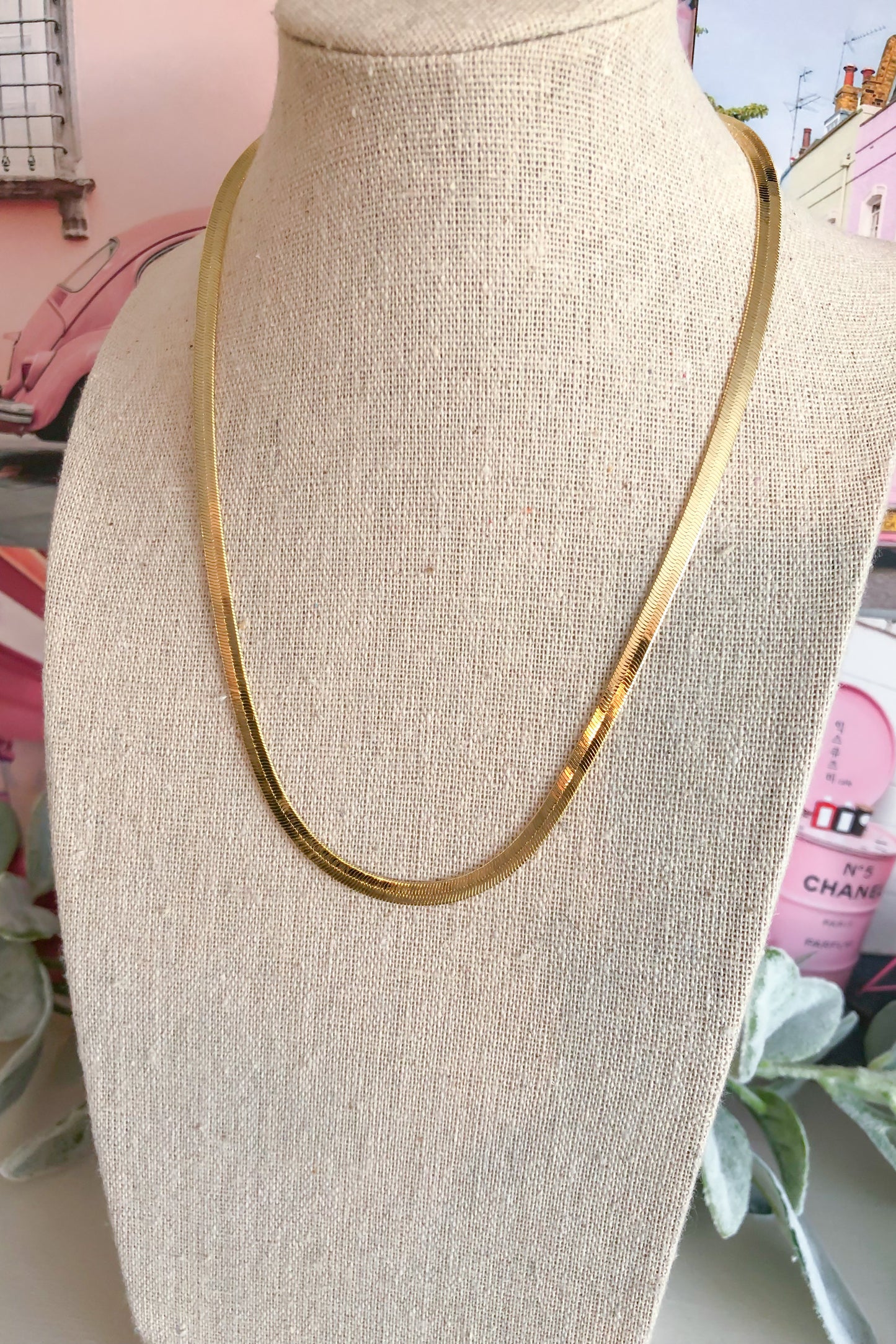 The Right Time Flat Snake Chain Link Necklace, Gold
