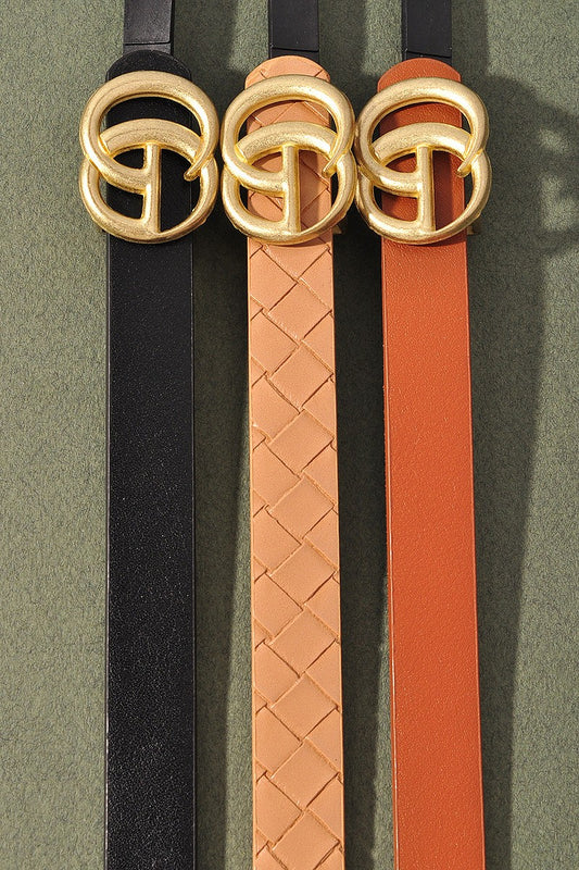 Natalie Belt Trio Pack, Black/Taupe/Cognac