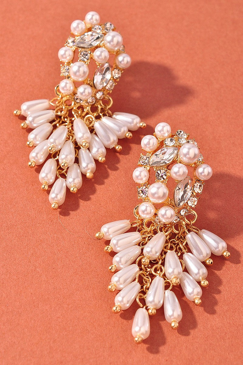 Fancy Girl Earrings, Gold/Cream