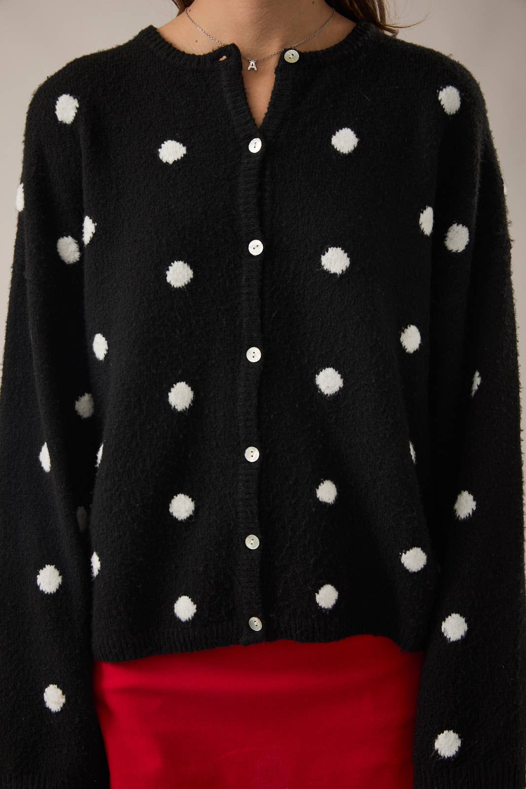 Catch Me Later Polka Dot Cardigan, Black/White