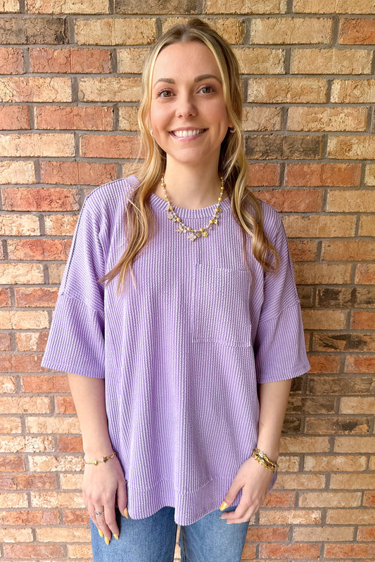 Dream Come True Relaxed Pocket Top, Spring Lilac