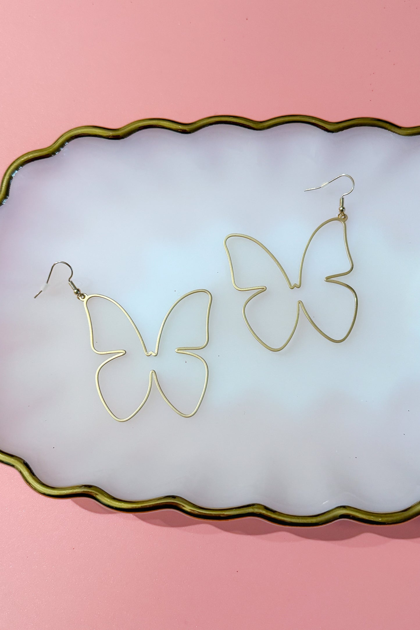 Cut Out Large Matte Butterfly Earrings, Gold