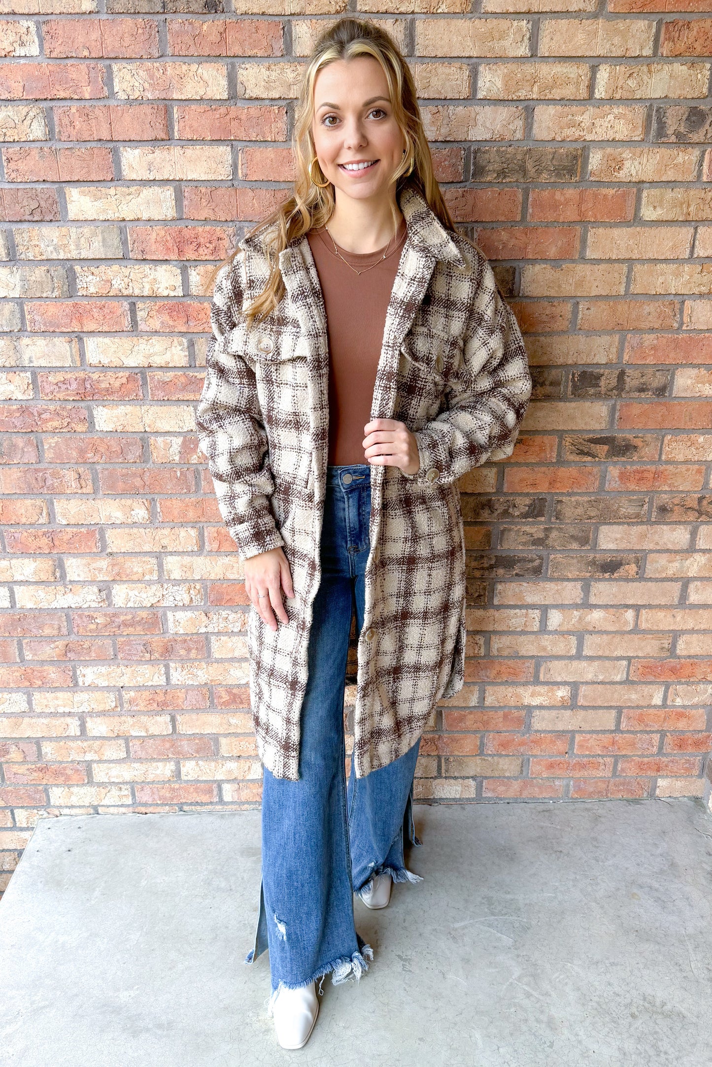 Prep School Plaid Coat, Beige/Taupe