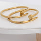 Stevie 18K Gold Plated Stainless Steel Nail Bangle, Gold (Round Nail Head)