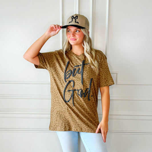 But God Leopard Puff Tee, Brown