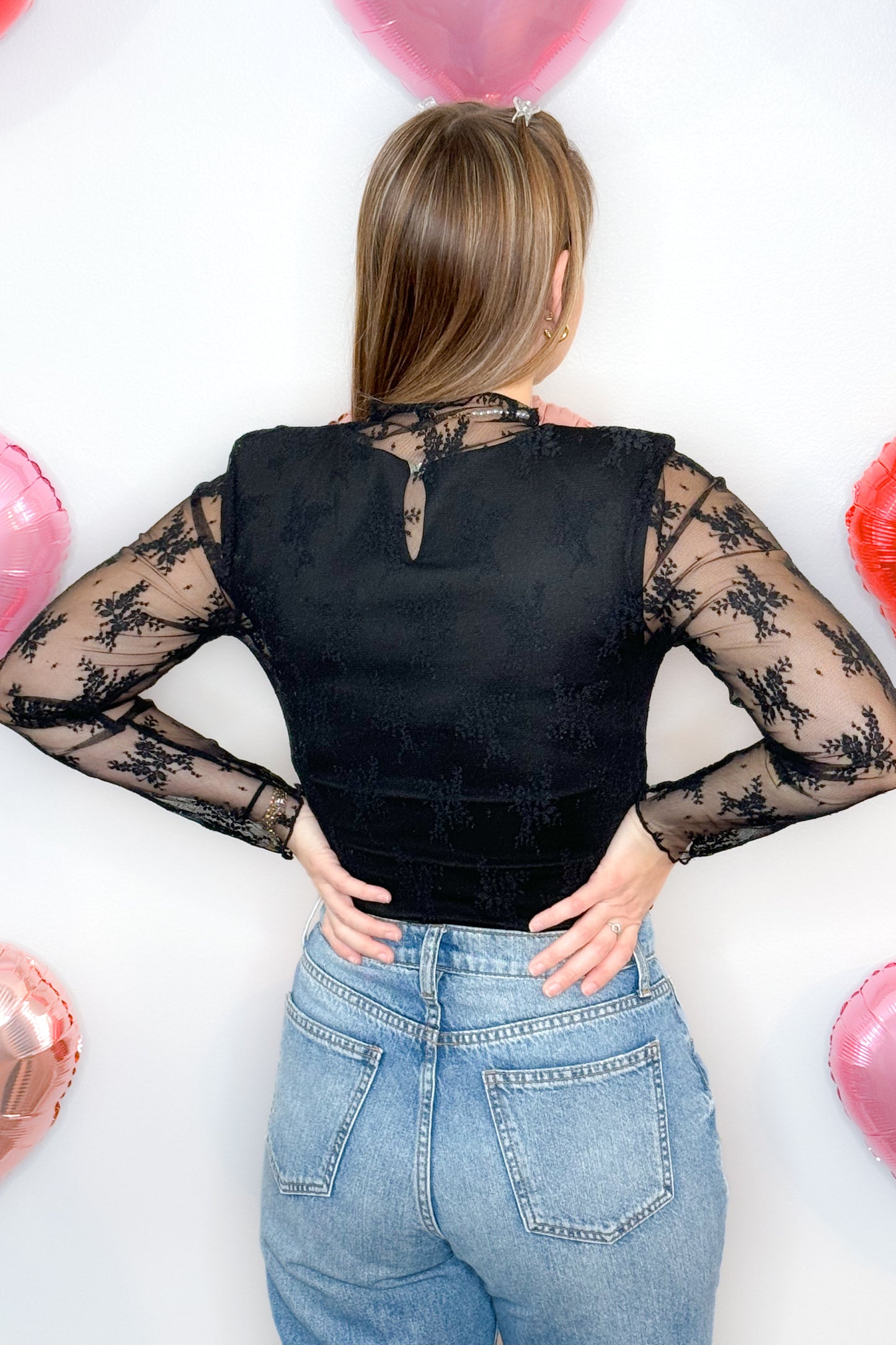 Sweet Thing Lace See Through Layering Top, Black