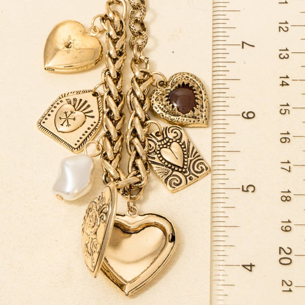 Keep Them Guessing Assorted Charms Statement Necklace, Gold