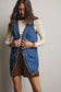 Meet Me There Braided Trim Denim Vest, Blue Haze