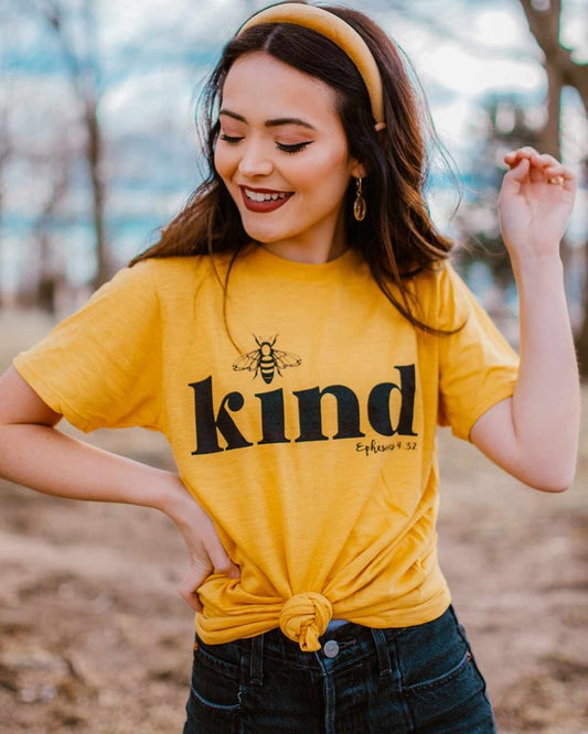 Bee Kind Graphic Tee, Mustard