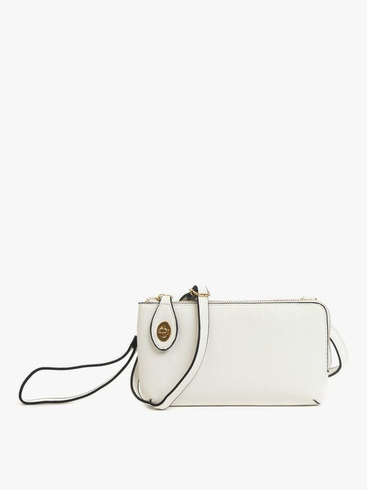 Jenny Twist Lock Wristlet Crossbody Bag, White