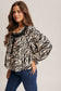 Running Wild Zebra Jacquard Blouse with Faux Leather Trim, Black