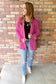 Road Less Traveled Ribbed Crop Cardigan, Fuchsia