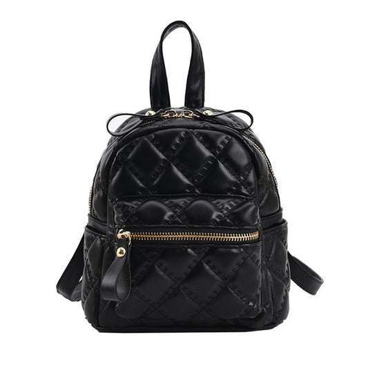 Serene Quilted Mini Lux Backpack, Black