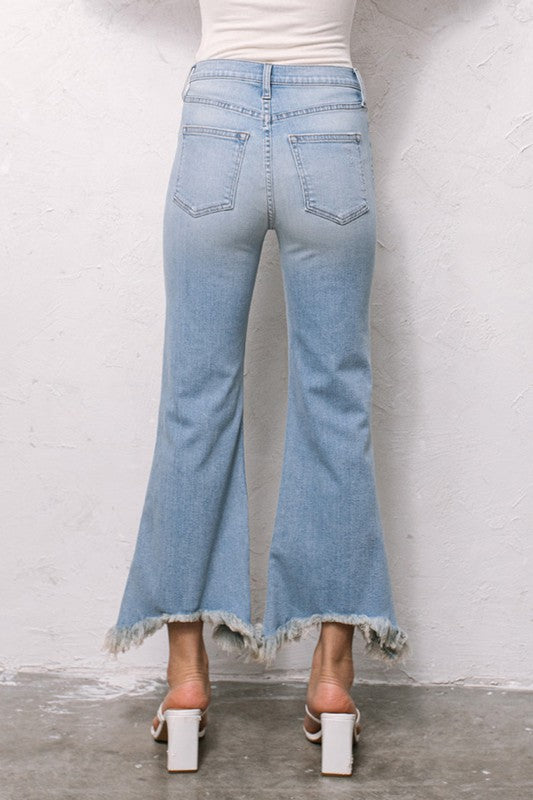 Keep In Touch High Rise Slim Bootcut Jeans, Light Wash