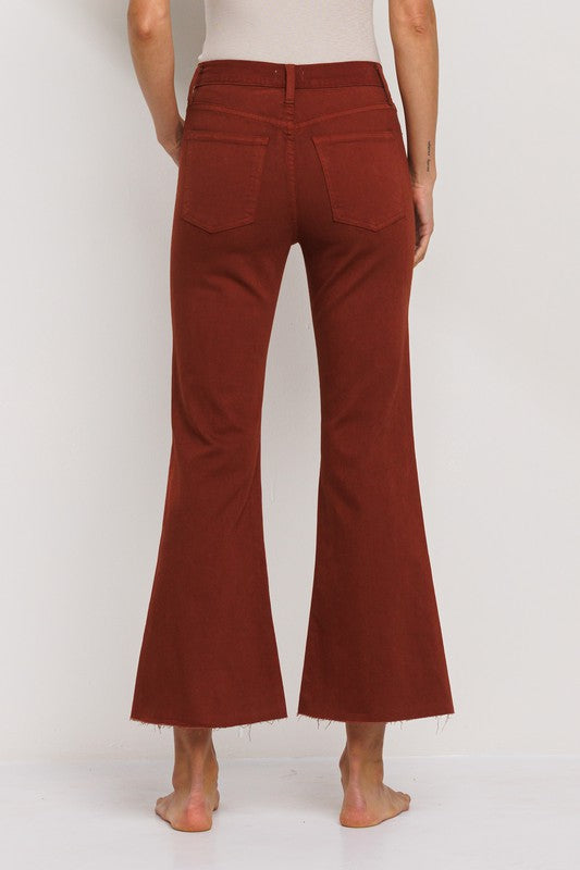 Falling In Love High Rise Cropped Kick Flare Jeans, Redwood