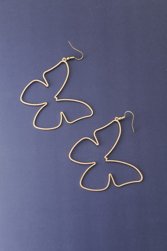 Cut Out Large Matte Butterfly Earrings, Gold