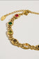 Adaline Colored Cubic Zirconia 18K Gold Plated Stainless Steel Bracelet, Gold