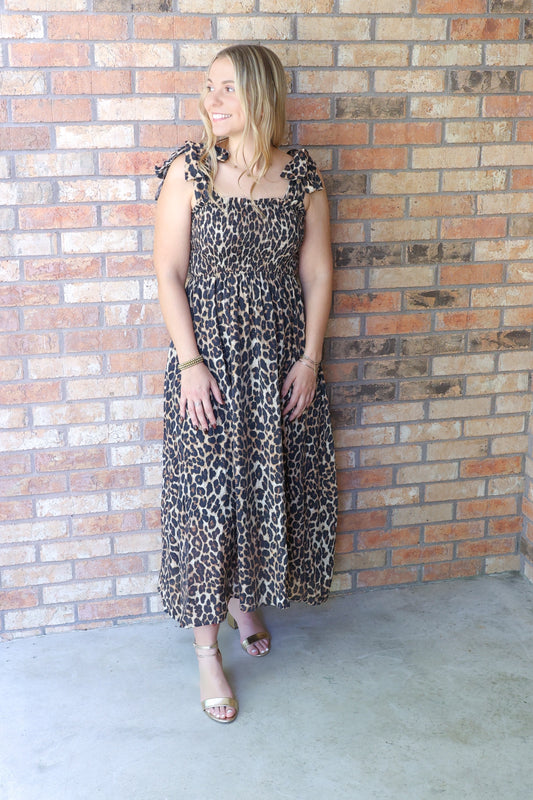 So Charming Leopard Printed Midi Dress