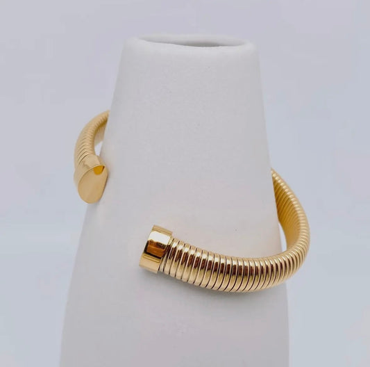 Collins 18K Gold Plated Stainless Steel Striped Cuff, Gold