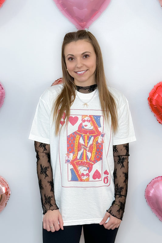 Queen of Hearts Tee, White *FINAL SALE*