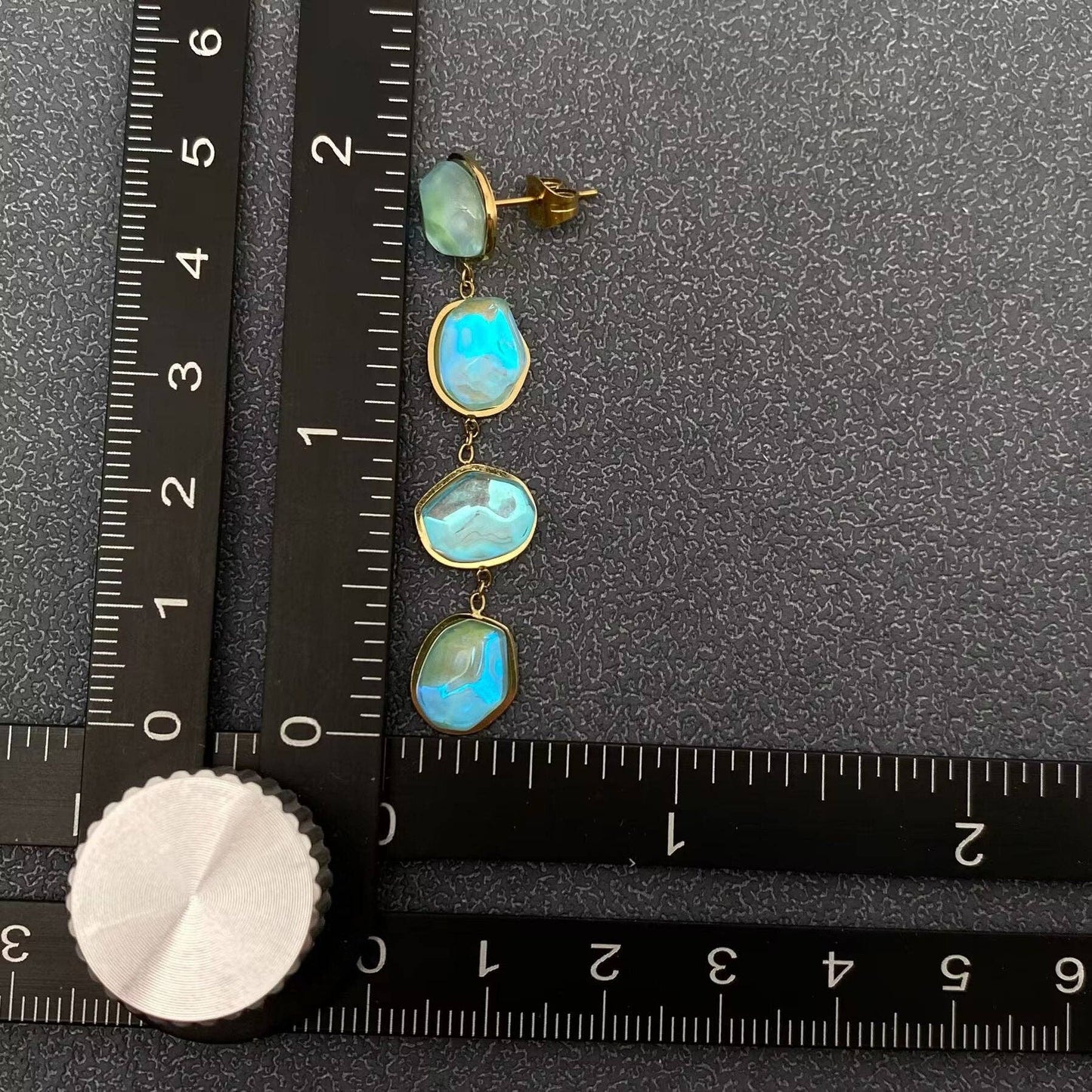 Naomi Irregular Blue 18K Gold Plated Stainless Steel Earrings