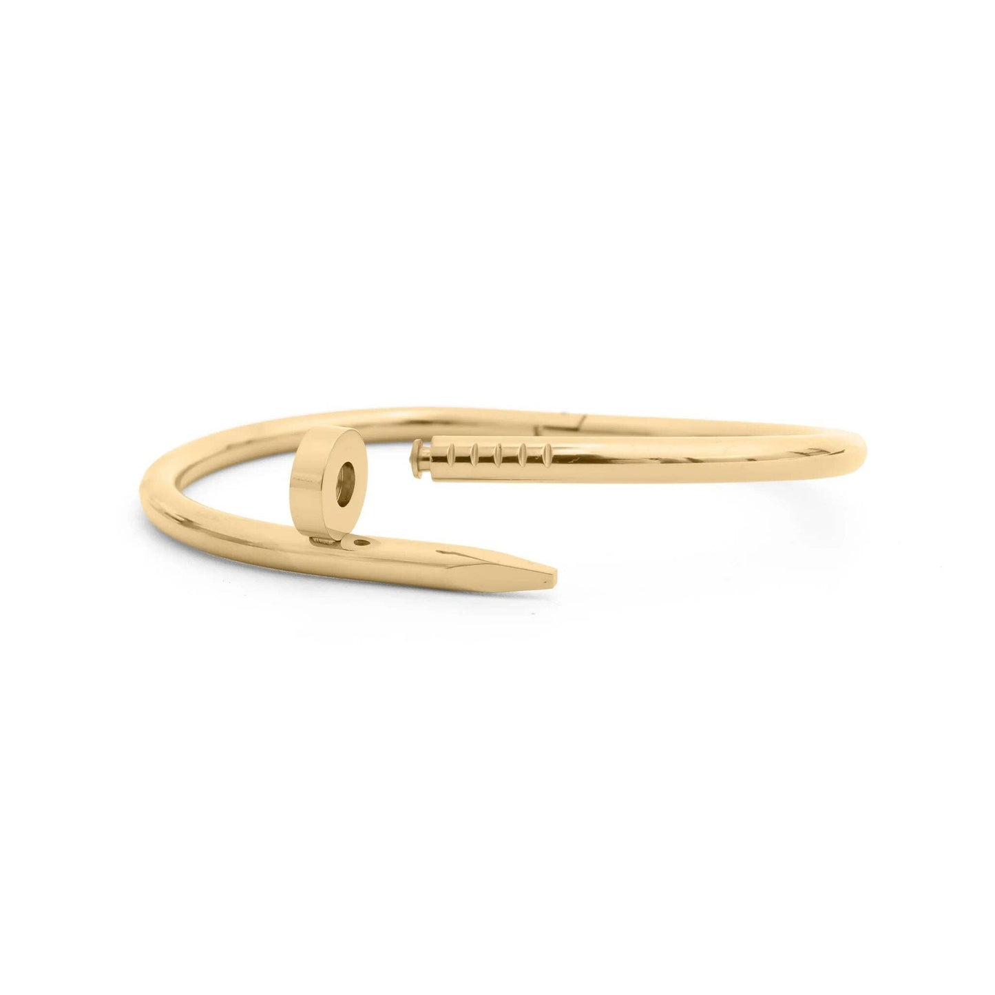 Stevie 18K Gold Plated Stainless Steel Nail Bangle, Gold (Round Nail Head)