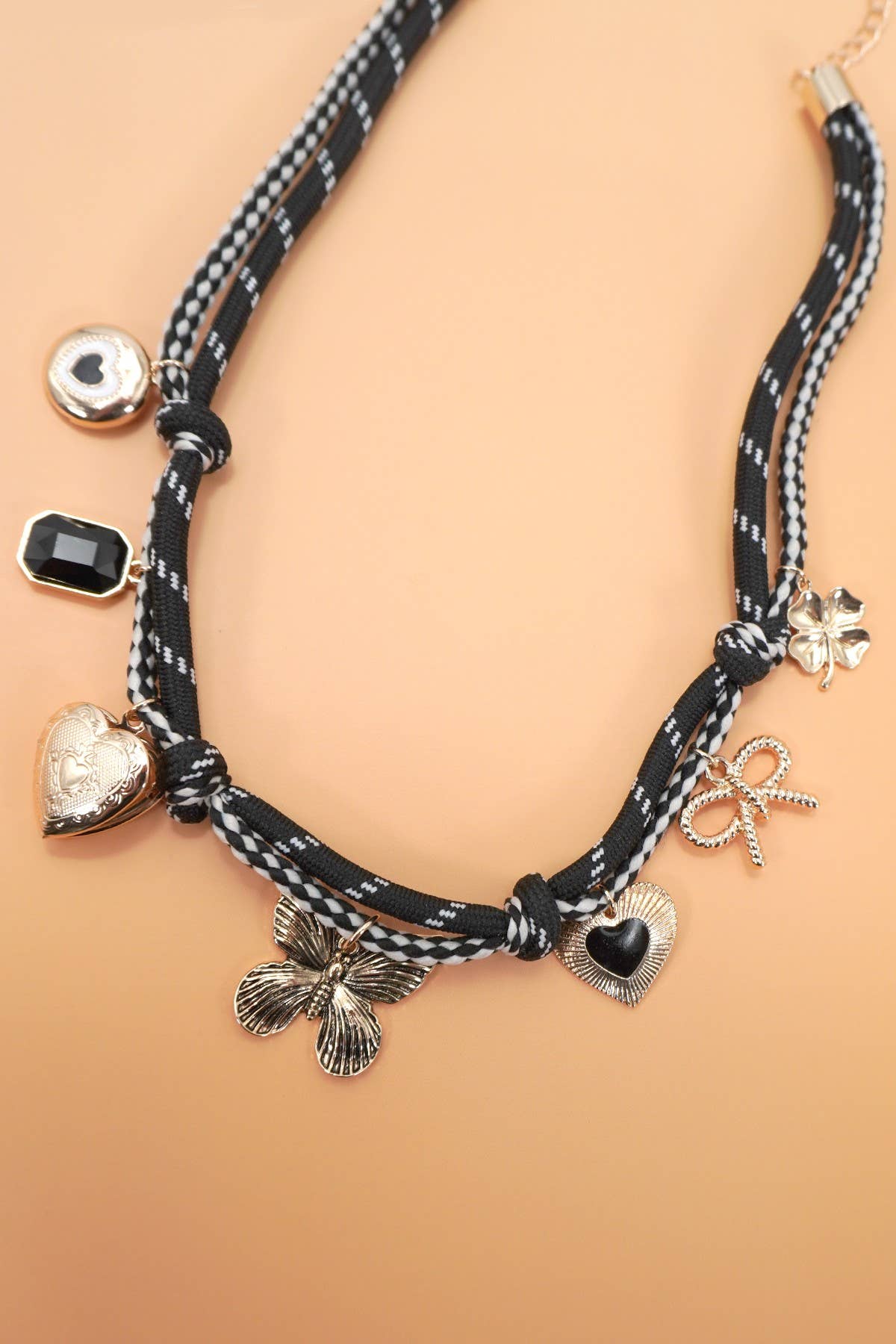 Double Cord Charm Necklace