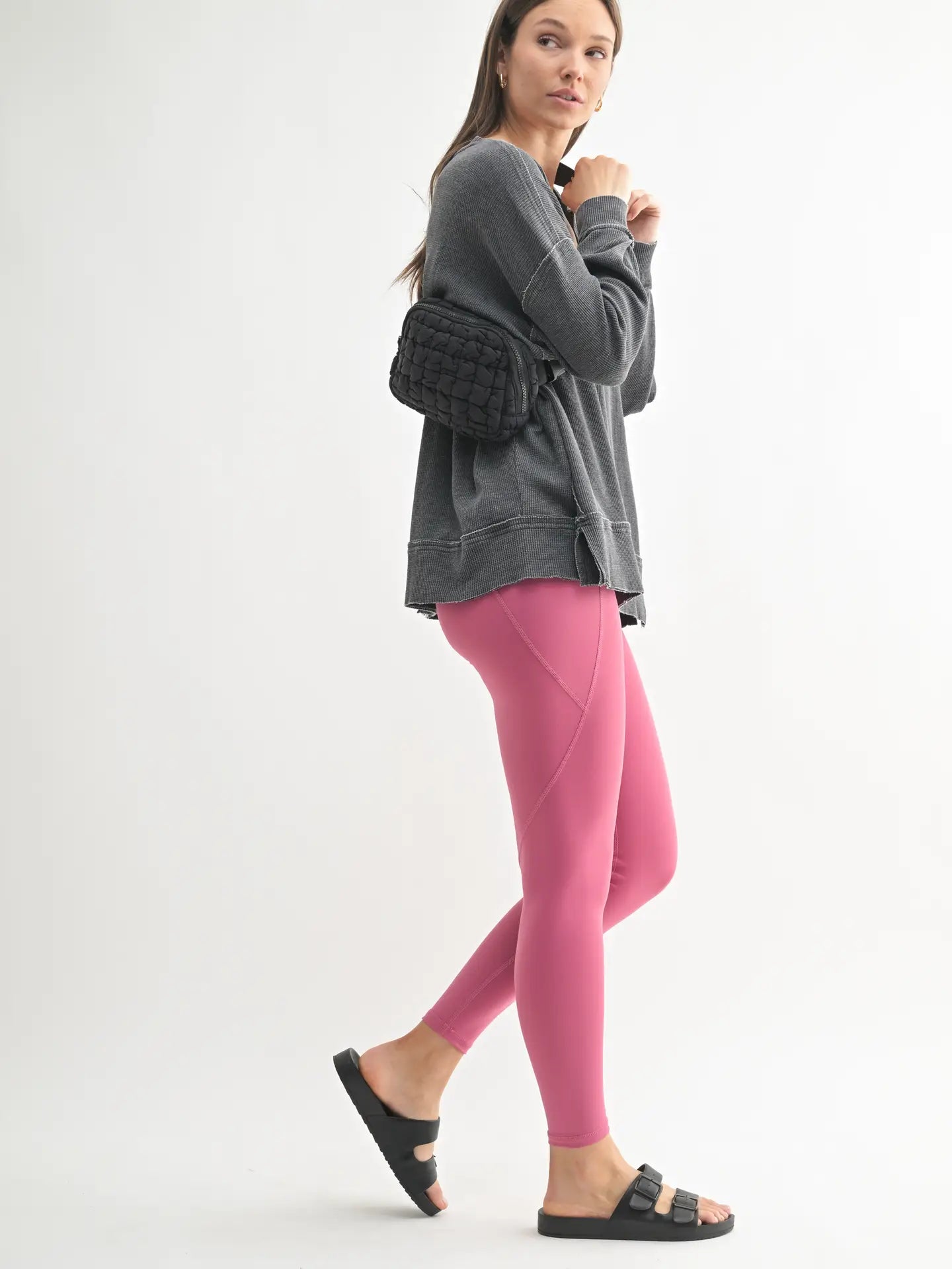 Comfort is Key Cotton Blend Waffle Knit Oversized Top, Black
