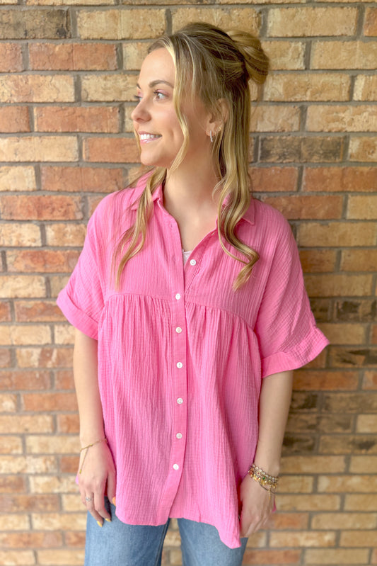 Faithfully Yours Baby Doll Top, Pink