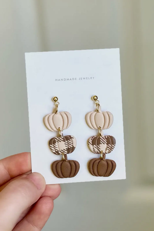 Plaid Pumpkin Dangle Earrings