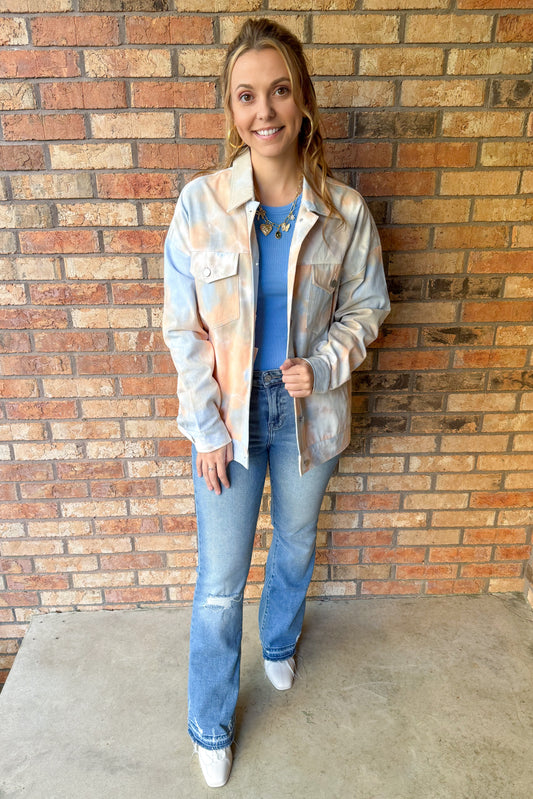 Just Peachy Denim Jacket, Peach/Blue Combo