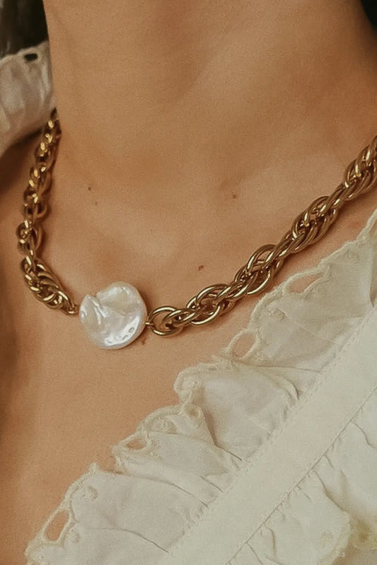 Marina 18K Gold Plated Stainless Steel Pearl Chain Necklace, Gold