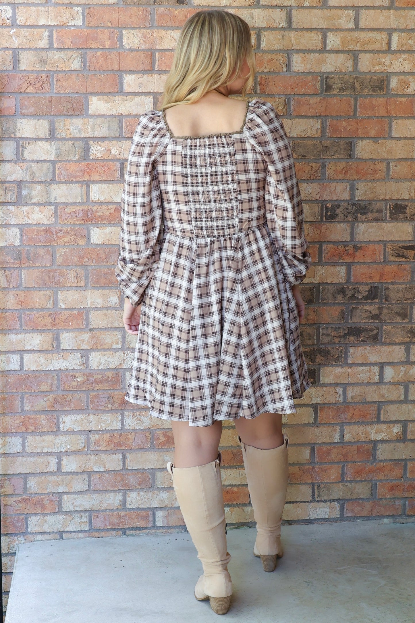 Falling For You Mini Dress, Brown/Multi