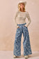 Lady Lux Ruffles Detail Flower Lace Sheer Top, Cream