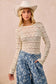 Lady Lux Ruffles Detail Flower Lace Sheer Top, Cream