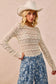 Lady Lux Ruffles Detail Flower Lace Sheer Top, Cream