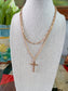 Cross Pendant Layered Chains Necklace, Gold