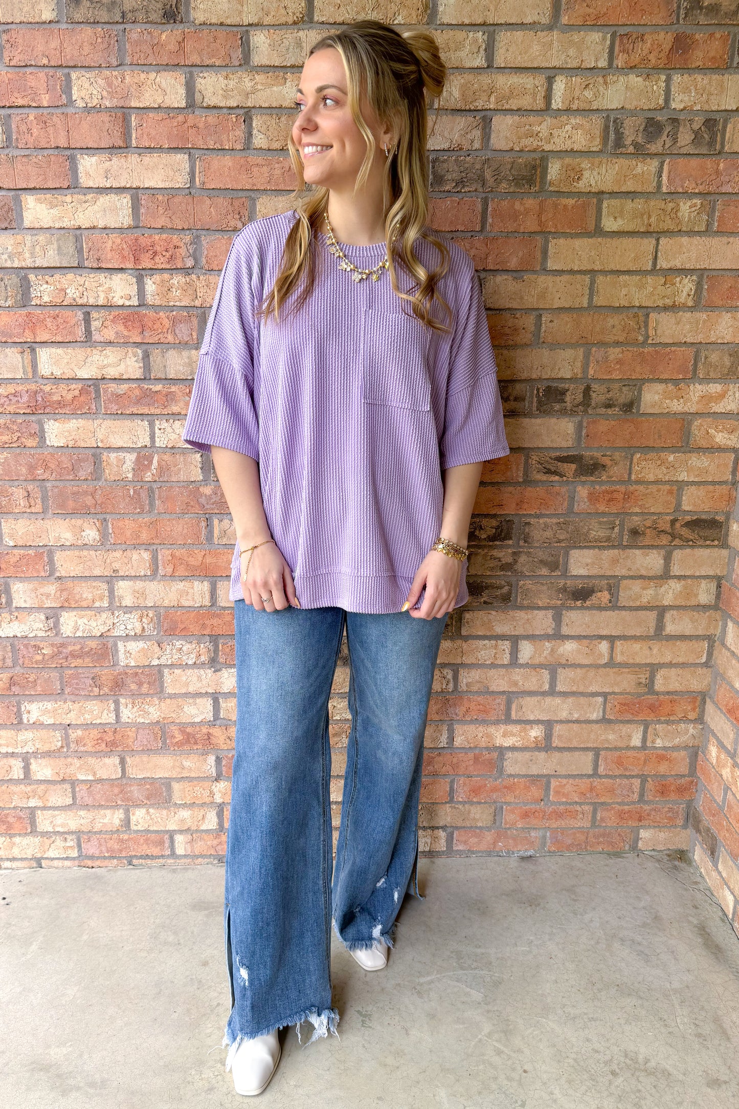 Dream Come True Relaxed Pocket Top, Spring Lilac