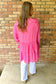 Keep you close Semi Sheer Ruffled Cardigan, Barbie Pink