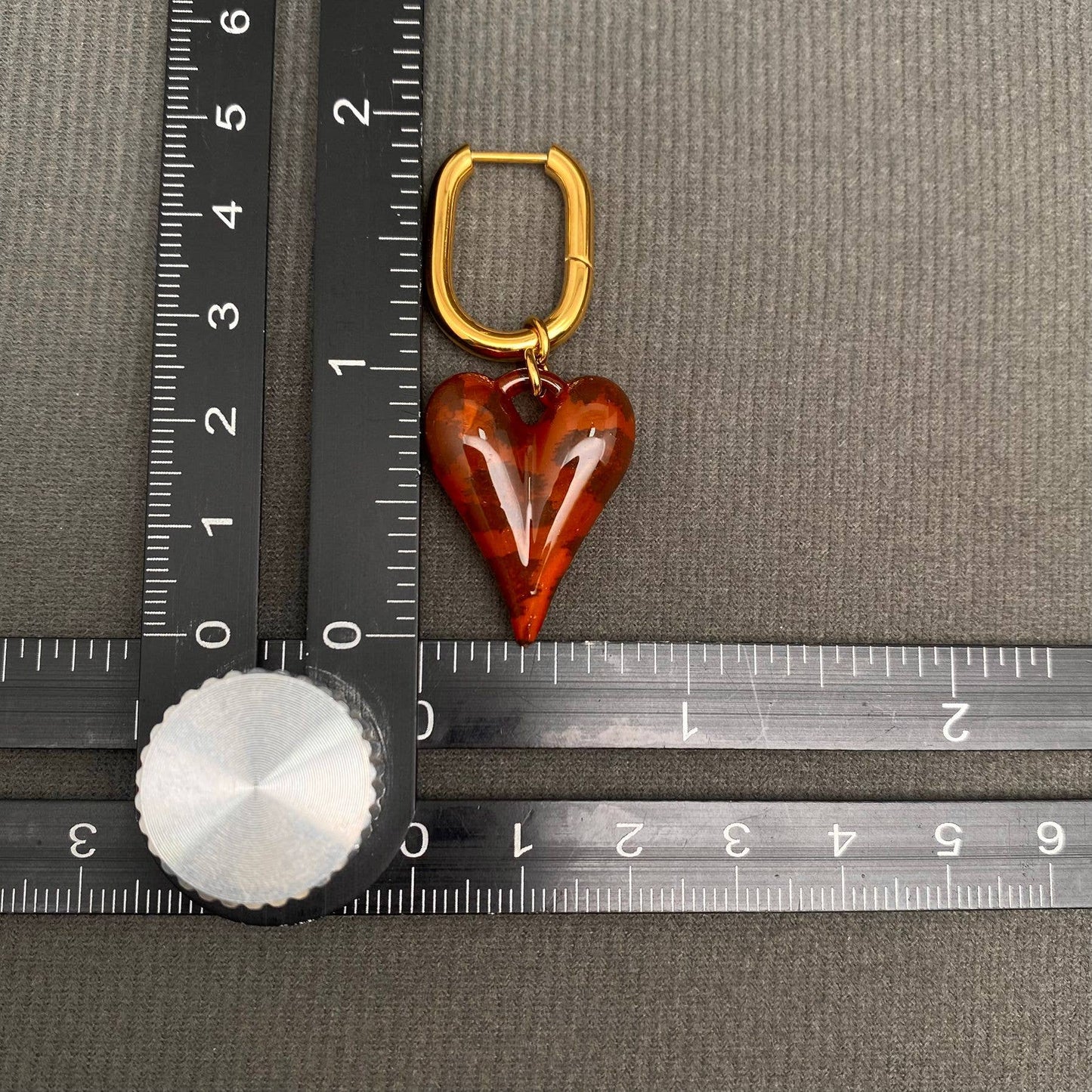 Sasha Acrylic Leopard Heart 18K Gold Plated Stainless Steel Huggie Earrings, Gold
