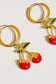 Pretty Please 18K Gold Plated Stainless Steel Cherry Earrings, Gold