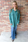 There She Goes Collard Button Front Sweatshirt, Teal