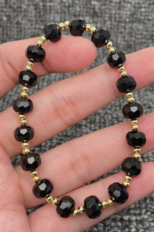 Elena Black Onyx 18K Gold Plated Copper Beaded Bracelet