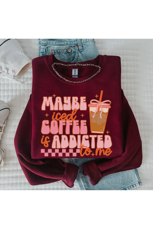 Iced Coffee Sweatshirt, Maroon