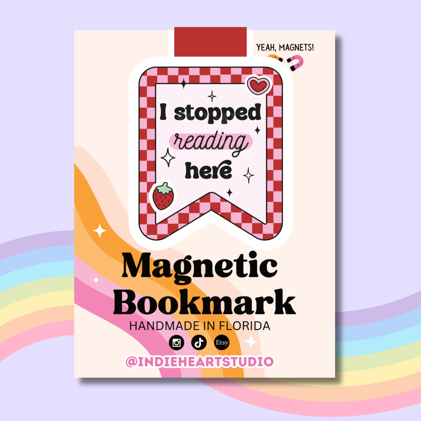 Stopped Reading Here Checkered Magnetic Bookmark 