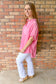 Taking Chances Oversized Button Down Stripped Top, Bubblegum