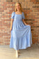 Just Say Yes Pleated Polka Dot Maxi Dress, Blue
