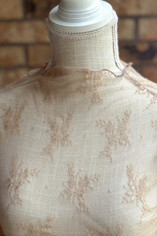 So Sweet Lace See Through Layering Top, Beige