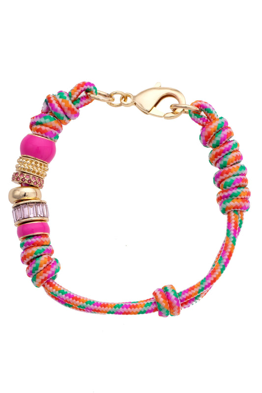Lottie Multi Bead Paracord Bracelet, Pink