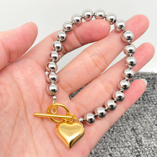 Raissa 18K Gold Plated Stainless Steel Two Tone Heart Bracelet